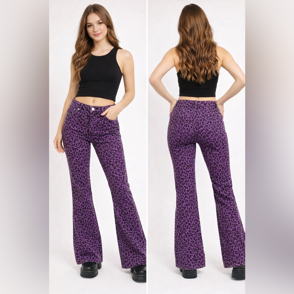 X-Girl Purple Leopard Jeans - Cotton